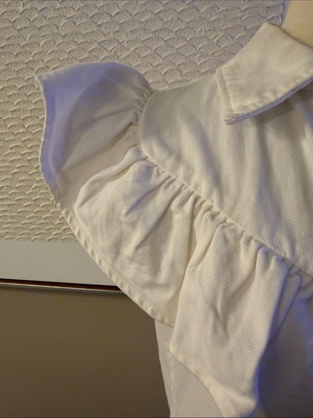 Zara White Ruffle-Sleeve Button Front Mini Dress - Picture 5 of 9